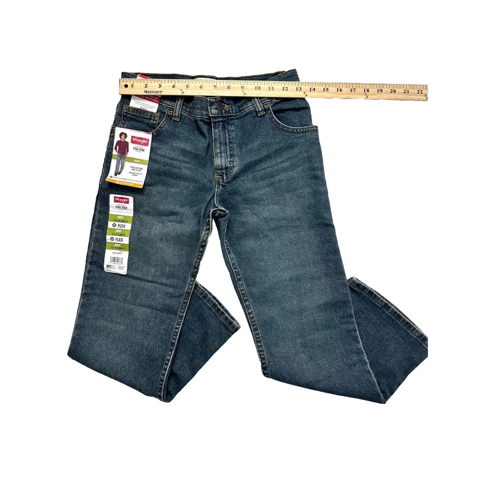 NWT Wrangler Five Star Boys Regular Adjust Waist Boot Cut Flex Comfort Jeans 10H - Picture 8 of 9